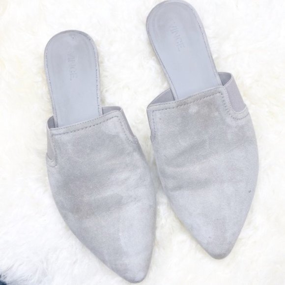 Vince Shoes - Vince Nadette Suede Leather Mules Flats Slides